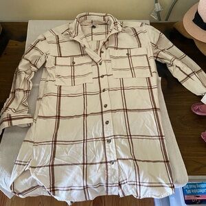 Universal Thread Cream and Brown Checkered Dress